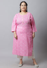 Load image into Gallery viewer, Pure Cambric Cotton Jaipuri Bandhani Printed Plus Size Kurti
