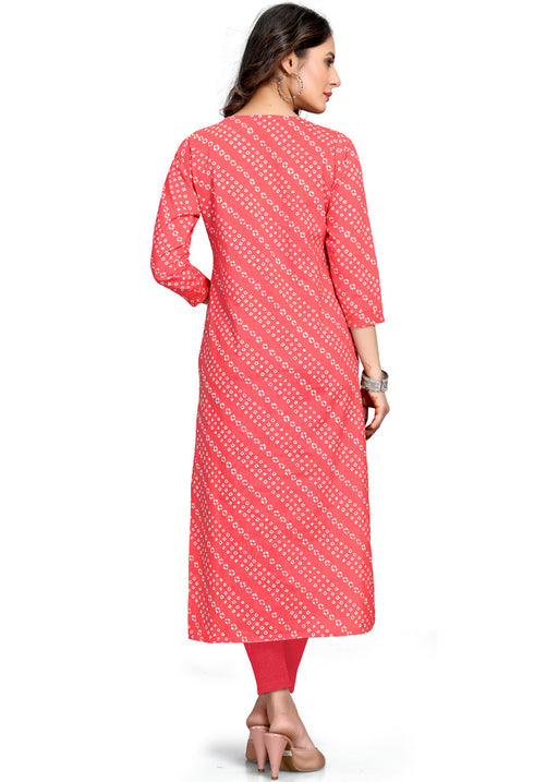 Red Pure Cambric Cotton Jaipuri Printed Kurti