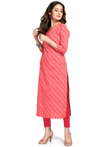 Red Pure Cambric Cotton Jaipuri Printed Kurti