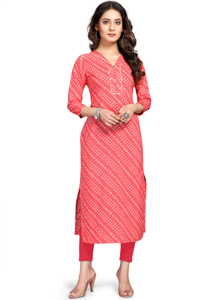 Red Pure Cambric Cotton Jaipuri Printed Kurti