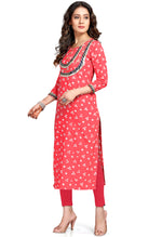 Load image into Gallery viewer, Red Pure Cambric Cotton Printed Kurti