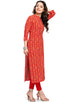 Red Pure Cambric Cotton Printed Kurti