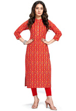 Load image into Gallery viewer, Red Pure Cambric Cotton Printed Kurti