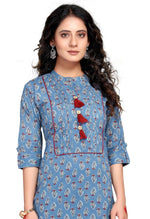 Load image into Gallery viewer, Blue Pure Cambric Cotton Jaipuri Printed Kurti