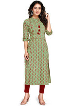 Load image into Gallery viewer, Green Pure Cambric Cotton Jaipuri Printed Kurti
