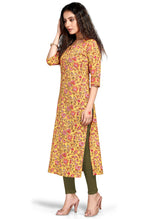 Load image into Gallery viewer, Yellow Pure Cambric Cotton Printed Kurti