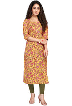 Load image into Gallery viewer, Yellow Pure Cambric Cotton Printed Kurti