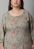 Pure Cambric Cotton Kalamkari Floral Print Kurti