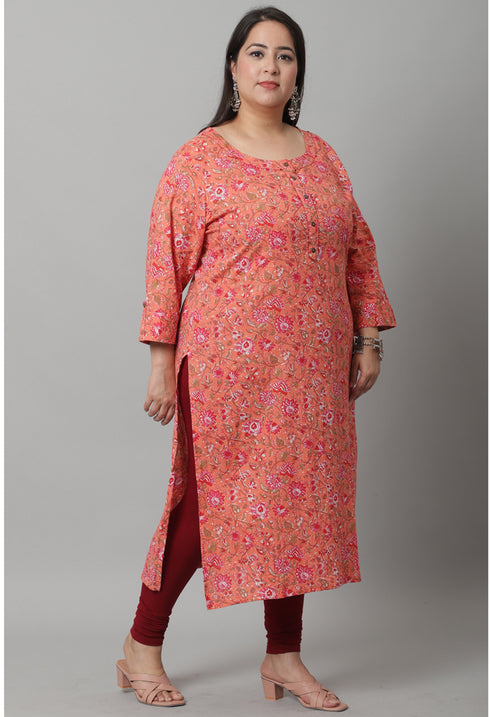 Pure Cambric Cotton Kalamkari Floral Print Kurti