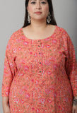 Pure Cambric Cotton Kalamkari Floral Print Kurti