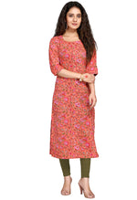 Load image into Gallery viewer, Orange Pure Cambric Cotton Jaipuri Printed Kurti
