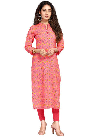 Baby Pink Pure Cambric Cotton Jaipuri Printed Kurti