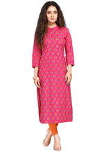 Load image into Gallery viewer, Magenta Pure Cambric Cotton Jaipuri Printed Kurti
