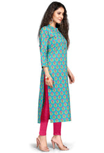 Load image into Gallery viewer, Sky Blue Pure Cambric Cotton Jaipuri Printed Kurti