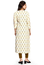 Load image into Gallery viewer, Beige And Yellow Pure Cambric Cotton Jaipuri Printed Kurti - Rajnandini