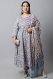 Pure Cambric Cotton Printed Plus Size Kurta Set With Dupatta