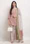 Pink And Beige Pure Cambric Cotton Floral Printed Kurta Set With Dupatta