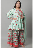 Pure Cambric Cotton Printed Kurta Set With Dupatta