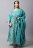 Pure Cambric Cotton Printed Plus Size Kurta Set With Dupatta