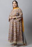 Pure Cambric Cotton Printed Plus Size Kurta Set With Dupatta