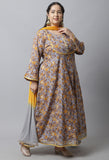 Pure Cambric Cotton Printed Plus Size Kurta Set With Dupatta