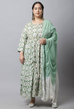 Load image into Gallery viewer, Pure Cambric Cotton Embroidered Plus Size Kurta Set With Dupatta
