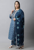 Pure Cambric Cotton Embroidered Plus Size Kurta Set With Dupatta