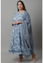 Load image into Gallery viewer, Pure Cotton Jaipuri Printed &amp; Embroidered Kurta Set With Dupatta