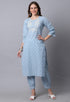 Pure Cambric Cotton Jaipuri Printed & Embroidered Kurta Set With Dupatta