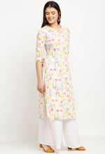Load image into Gallery viewer, White Pure Cambric Cotton Jaipuri Printed Kurti