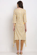 Load image into Gallery viewer, Off-White And Yellow Pure Cambric Cotton Jaipuri Printed Kurti