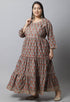 Pure Cambric Cotton Jaipuri Floral Printed Plus Size Kurti