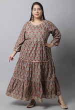 Load image into Gallery viewer, Pure Cambric Cotton Jaipuri Floral Printed Plus Size Kurti