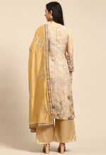 Load image into Gallery viewer, Golden Beige Pure Muslin Embroidered Salwar Suit Material