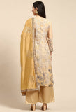 Golden Beige Pure Muslin Embroidered Salwar Suit Material