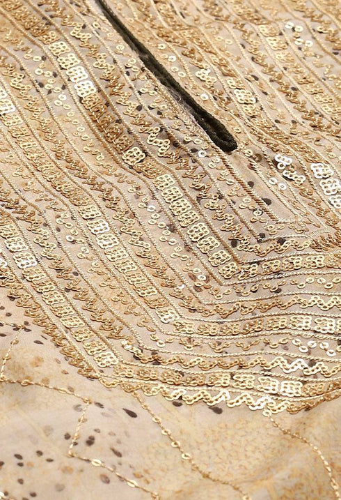 Golden Beige Pure Muslin Embroidered Salwar Suit Material