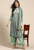 Olive Pure Muslin Embroidered Salwar Suit Material