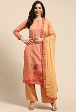 Load image into Gallery viewer, Orange Pure Muslin Embroidered Salwar Suit Material
