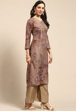 Load image into Gallery viewer, Brown Pure Muslin Embroidered Salwar Suit Material