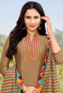 Brown Cotton Silk Embroidered Salwar Suit Material