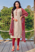 Beige Cotton Silk Embroidered Salwar Suit Material - Rajnandini