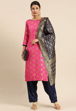 Load image into Gallery viewer, Magenta Silk Blend Jaccquard Woven Salwar Suit Material

