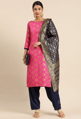 Magenta Silk Blend Jaccquard Woven Salwar Suit Material