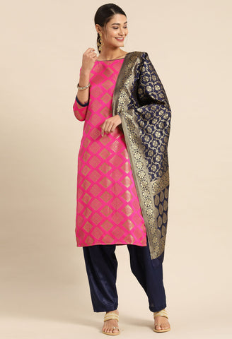 Magenta Silk Blend Jaccquard Woven Salwar Suit Material