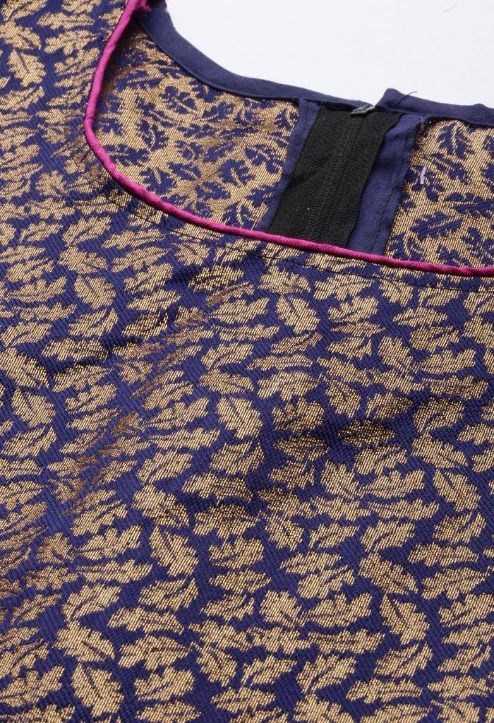 Blue Silk Blend Jaccquard Woven Salwar Suit Material