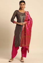 Load image into Gallery viewer, Blue Silk Blend Jaccquard Woven Salwar Suit Material