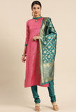 Magenta Silk Blend Jaccquard Woven Salwar Suit Material