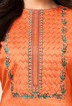 Load image into Gallery viewer, Orange Jam Cotton Embroidered Salwar Suit Material
