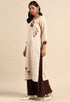 Beige Pure Cambric Cotton Embroidered Kurti