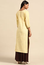 Load image into Gallery viewer, Yellow Pure Cambric Cotton Embroidered Kurti